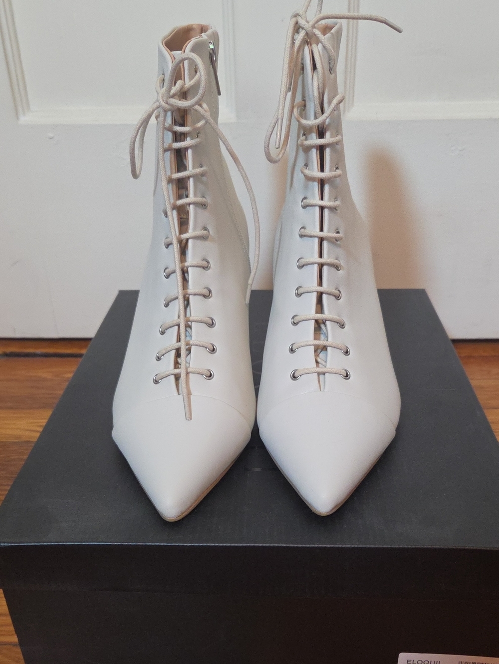 Eloquii Women's Lace-Up Ankle Boots In Bone Kitten Heels Size 10W NIB